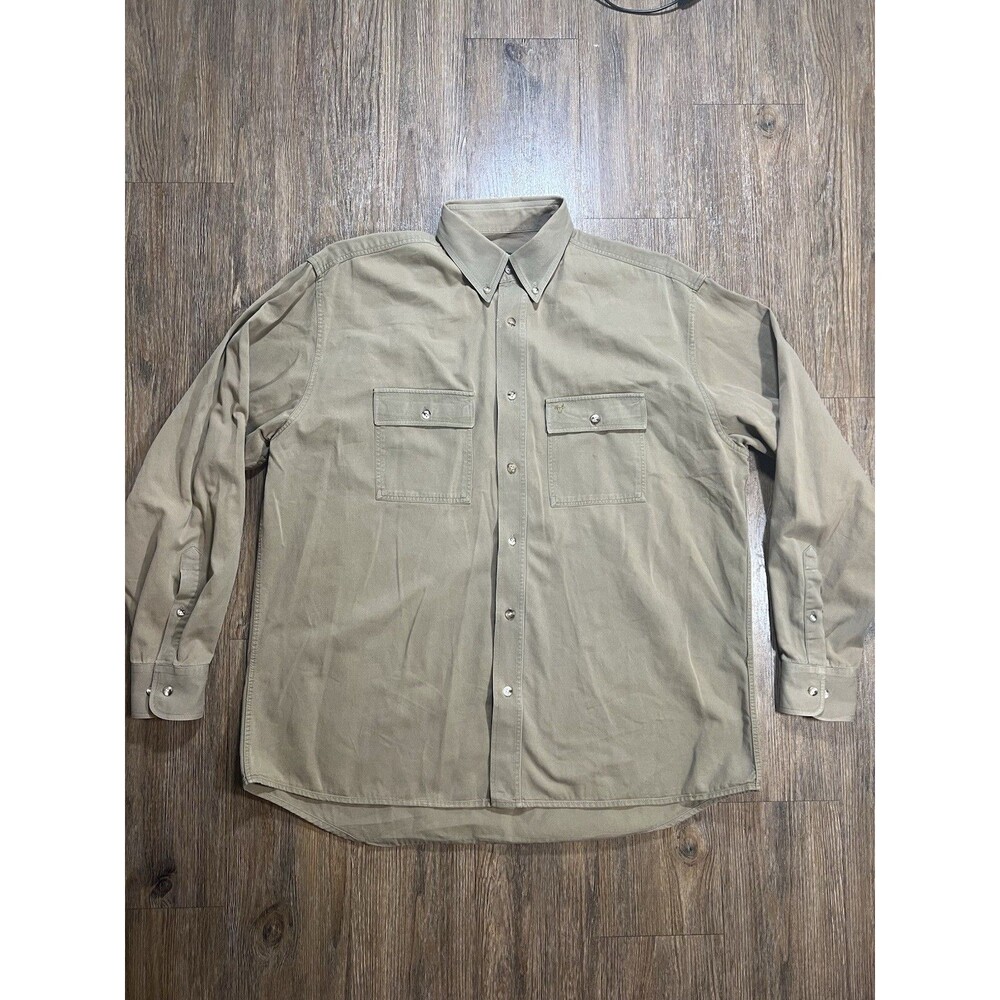 VTG Souleiado Men’s Shirt LS Button Down Size 4 Solid Brown Embroidered Ranch